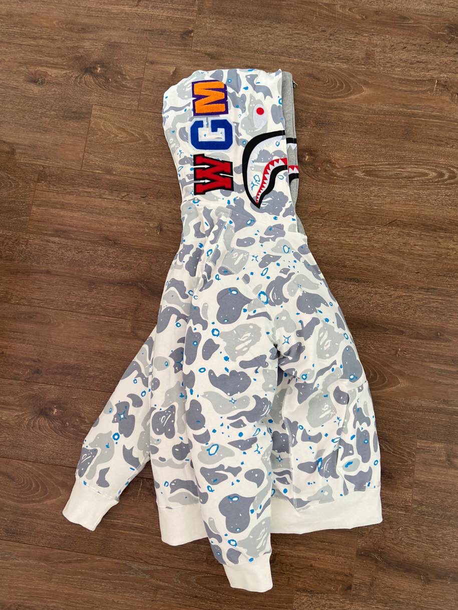 [buy more save more]1:1 bape double hood star camo shark hoodie