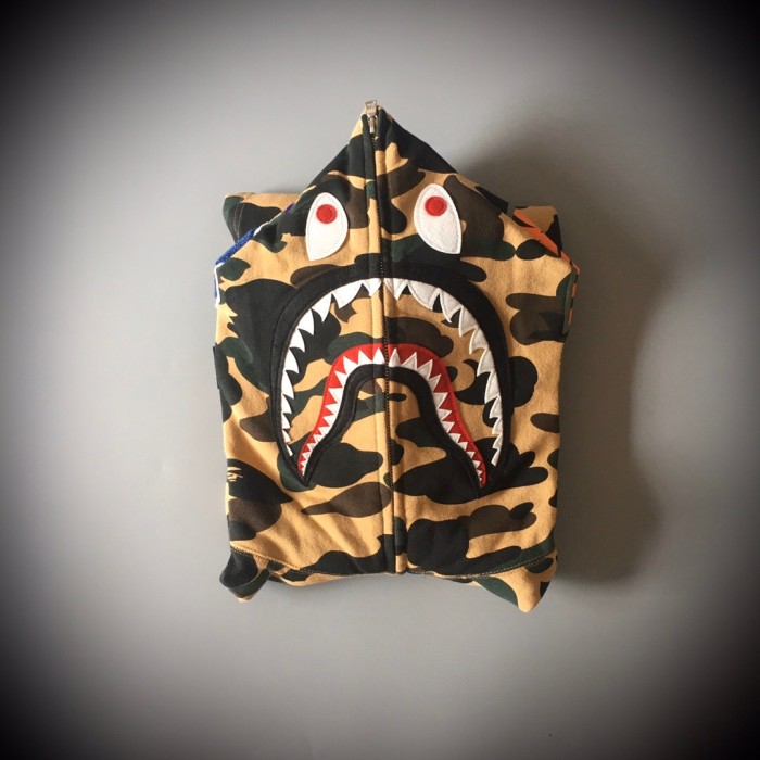 1:1 version Bape 1st camo shark zip up hoodie yellow