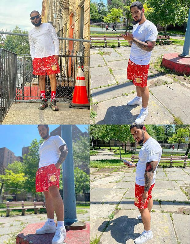 [buy more save more] eric emanuel bandana logo shorts