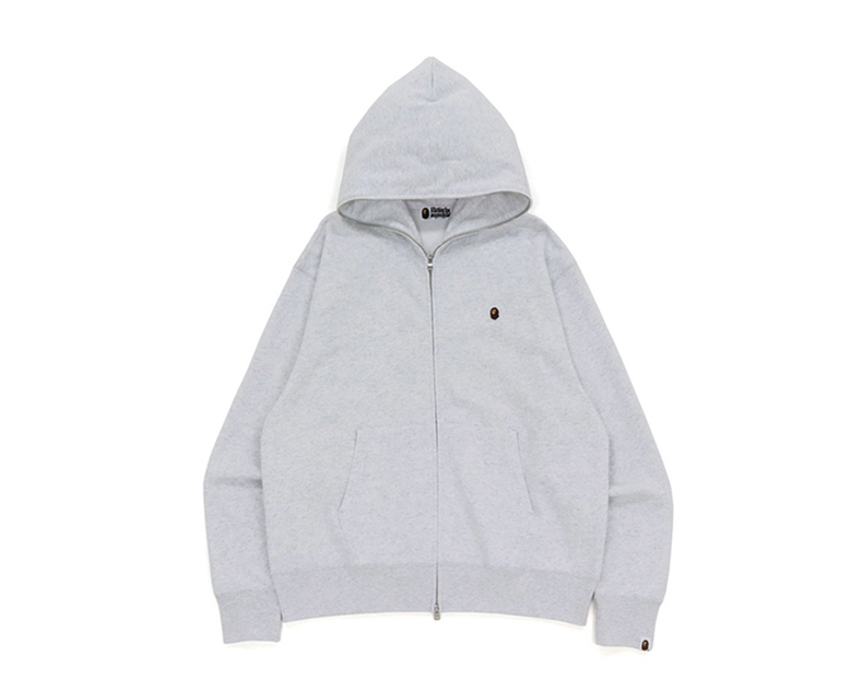 bape small ape logo zipper hoodie