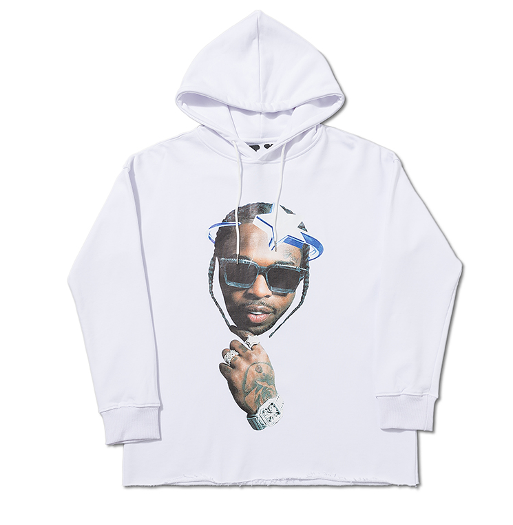 [buy more save more]vlone rap star hoodie black & white