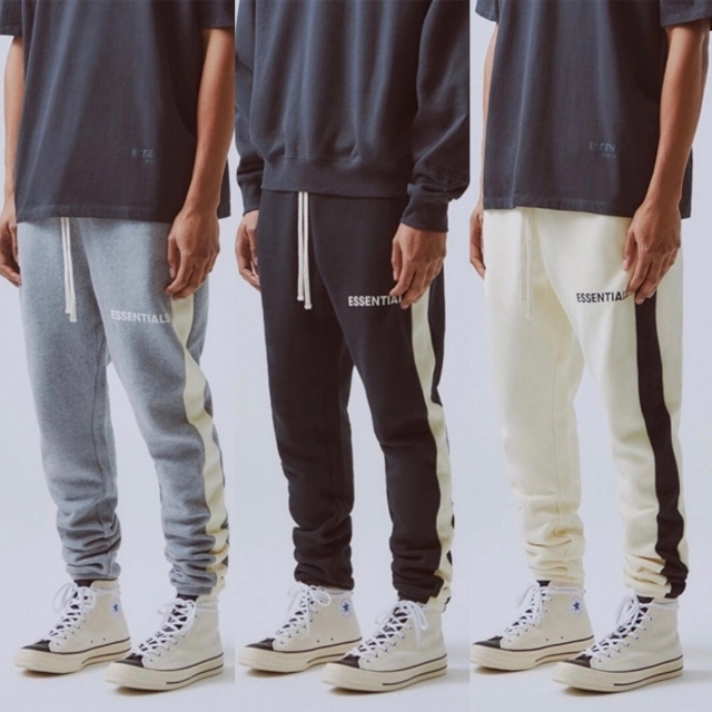 fear of god fog essentials paneled side stripe monogram sweatpants