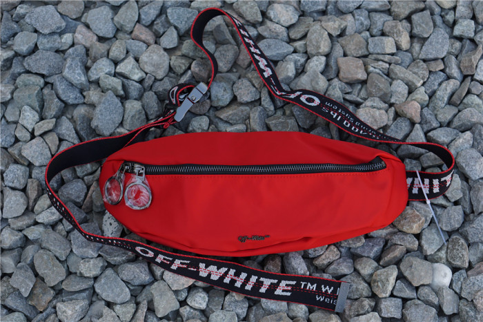 Off-white small logo waist bag black red
