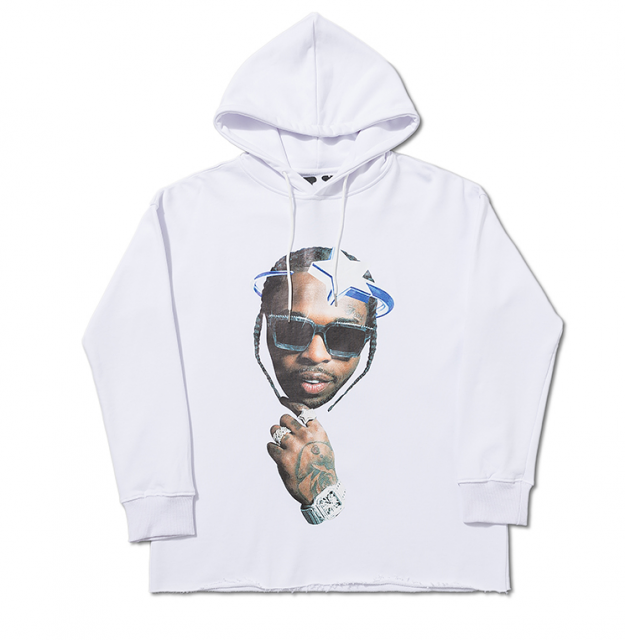 [buy more save more]vlone rap star hoodie black & white