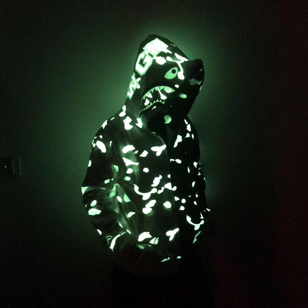 [buy more save more]1:1 bape glow in dark camo shark black & white