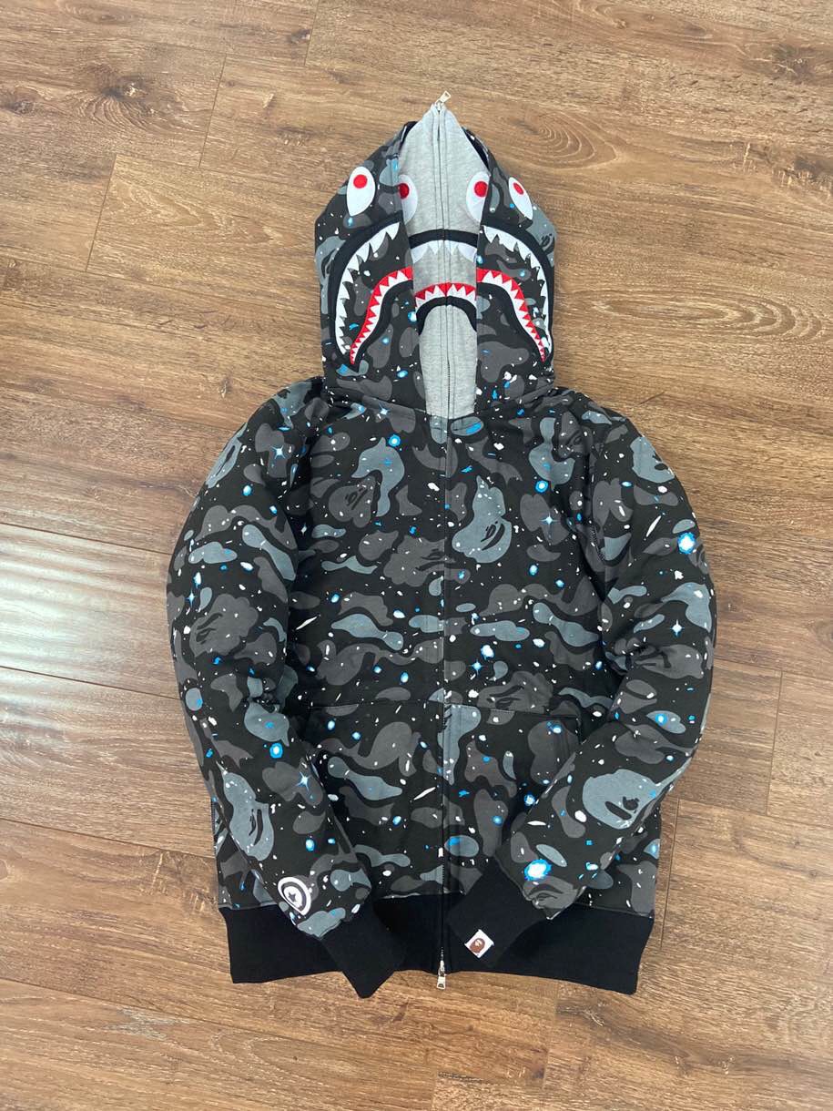 [buy more save more]1:1 bape double hood star camo shark hoodie