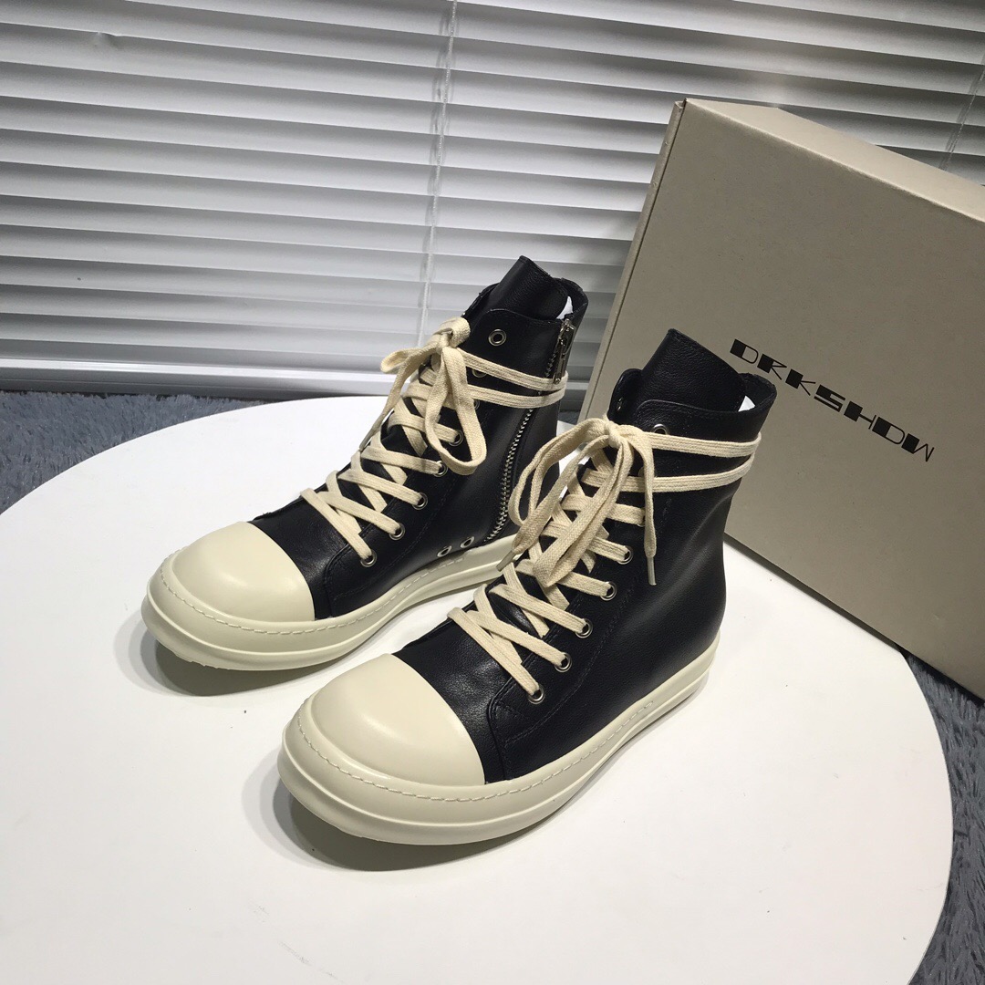 [buy more save more]rick 0wens leather hi sneaker shoes [this pair of shoes needs to be made to order custom made time is about 10 days]