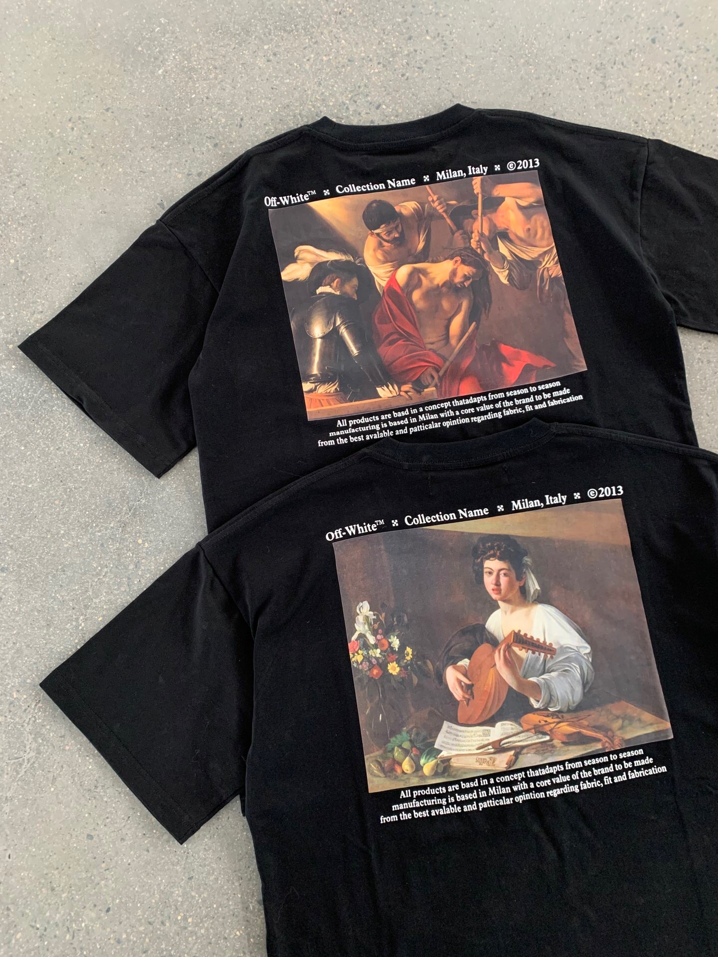 [buy more save more]1:1 quality off-white caravaggio oil painting tee black white