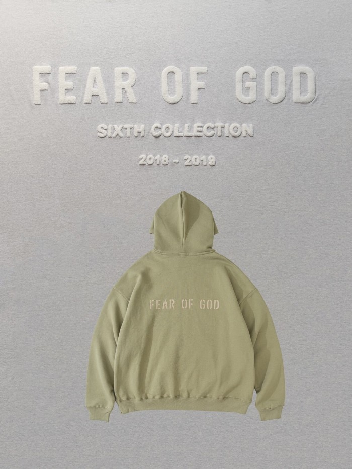 1:1 quality version Fear of God 7th Collection FG flocking logo hoodie 2 colors