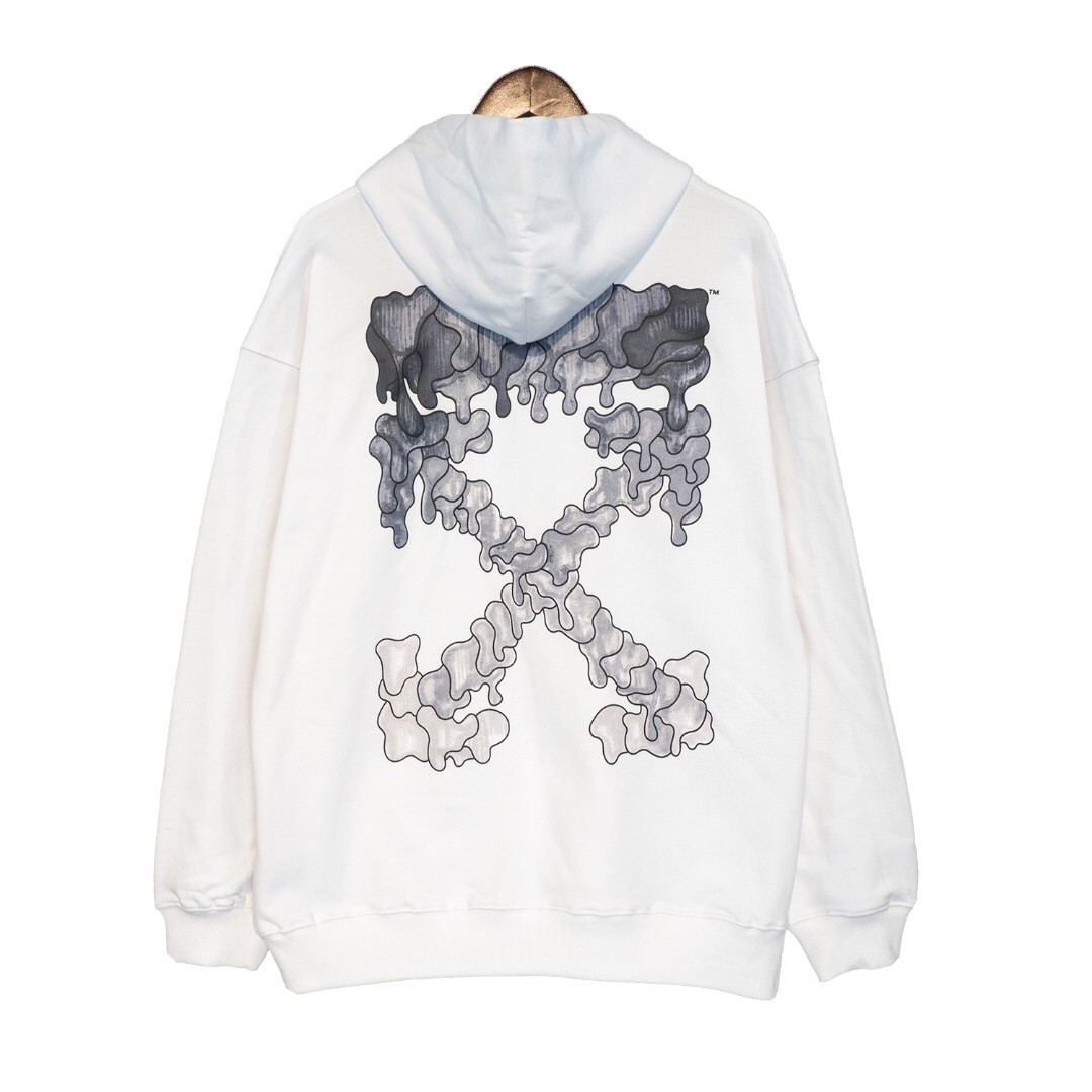 Off-white grey melting logo hoodie