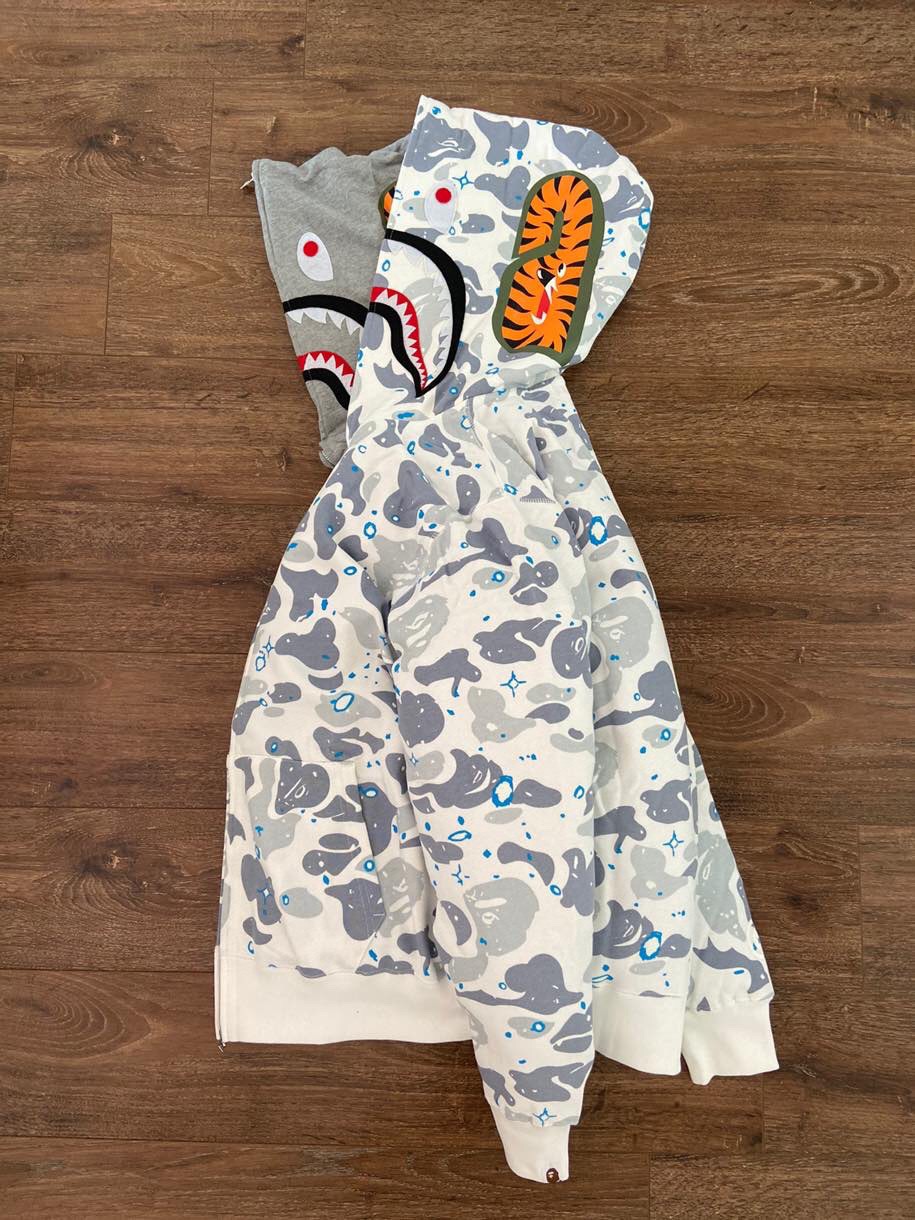 [buy more save more]1:1 bape double hood star camo shark hoodie