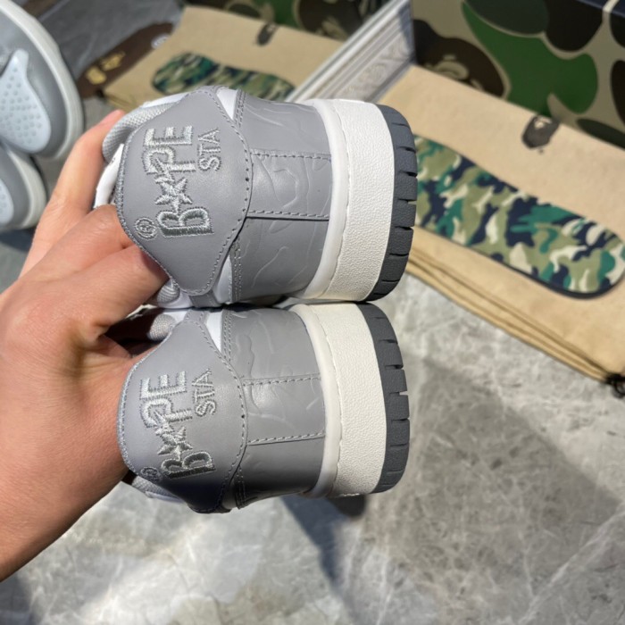 Bape sta sneaker grey & white leather shoes with og box