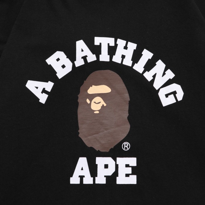 Bape Ape Logo long sleeve tee black white