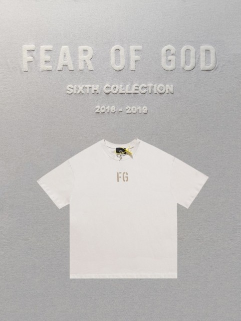 [buy more save more]1:1 quality version Fear of God flocking FG logo tee black white