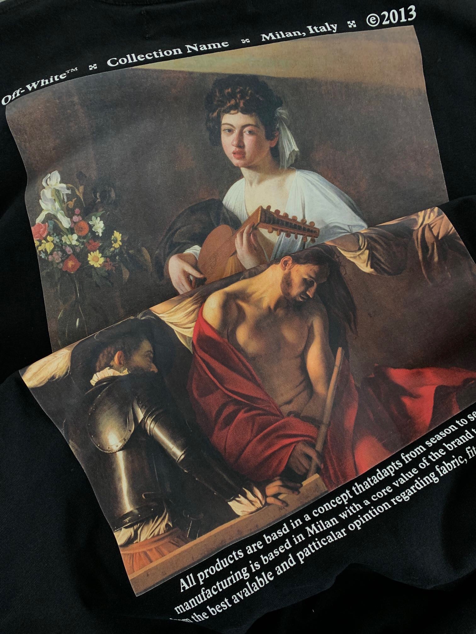 [buy more save more]1:1 quality off-white caravaggio oil painting tee black white