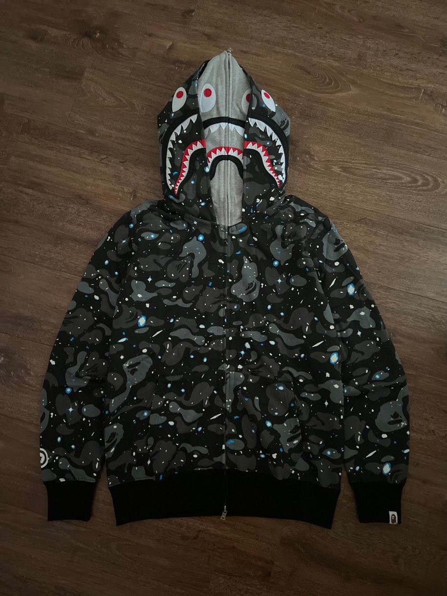 [buy more save more]1:1 bape double hood star camo shark hoodie