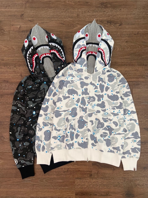 [buy more save more]1:1 bape double hood star camo shark hoodie