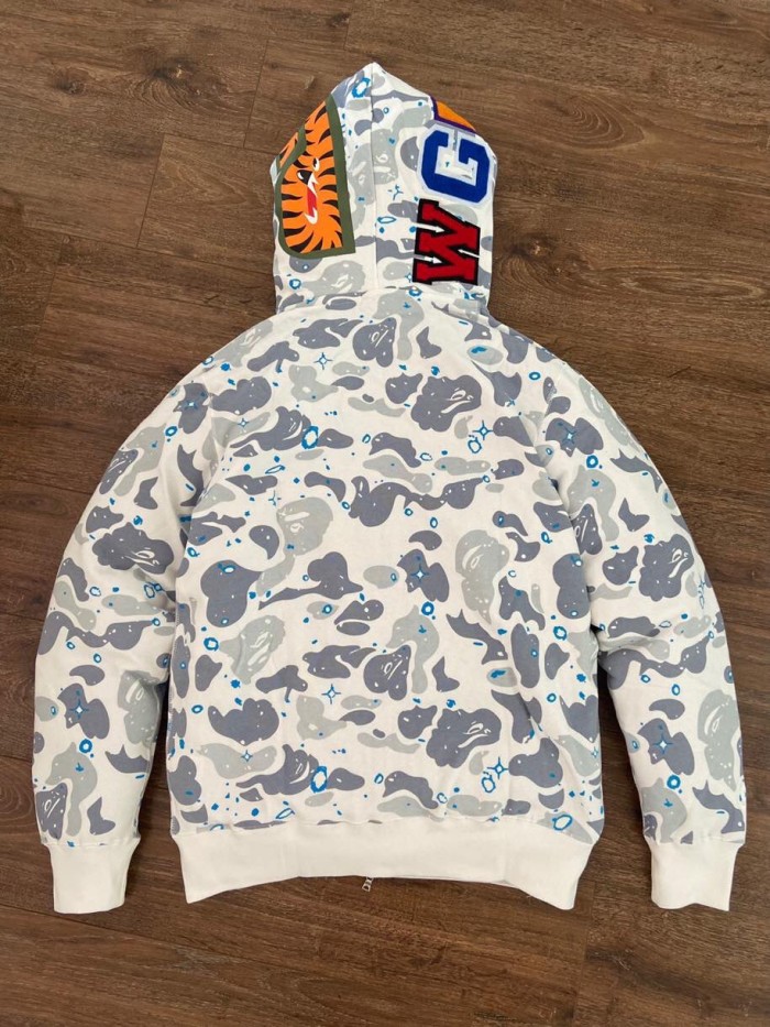 [buy more save more]1:1 Bape double hood star camo shark hoodie
