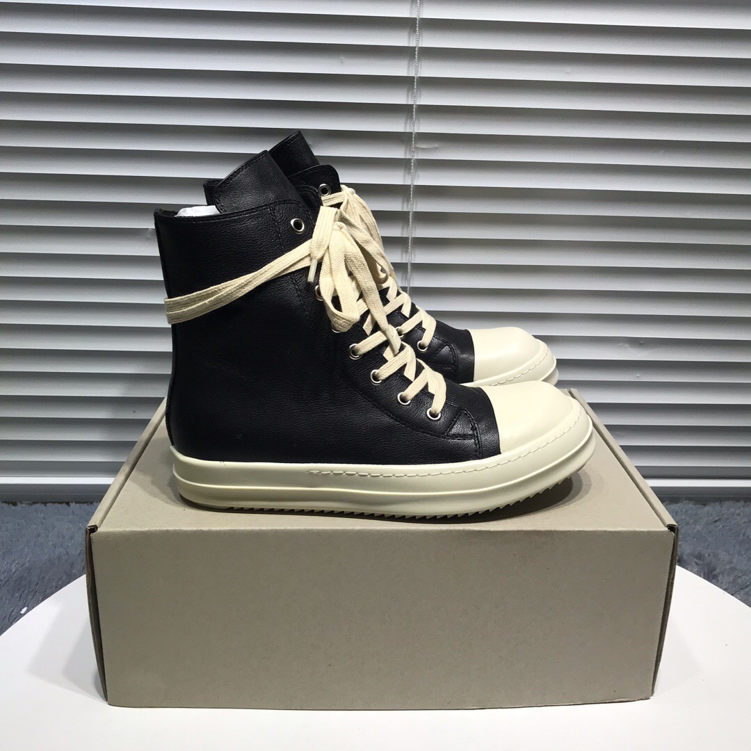 [buy more save more]rick 0wens leather hi sneaker shoes [this pair of shoes needs to be made to order custom made time is about 10 days]