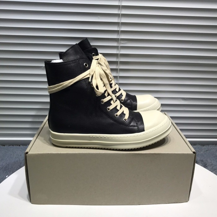 Rick 0wens leather hi sneaker shoes [This pair of shoes needs to be made to order Custom made time is about 10 days]