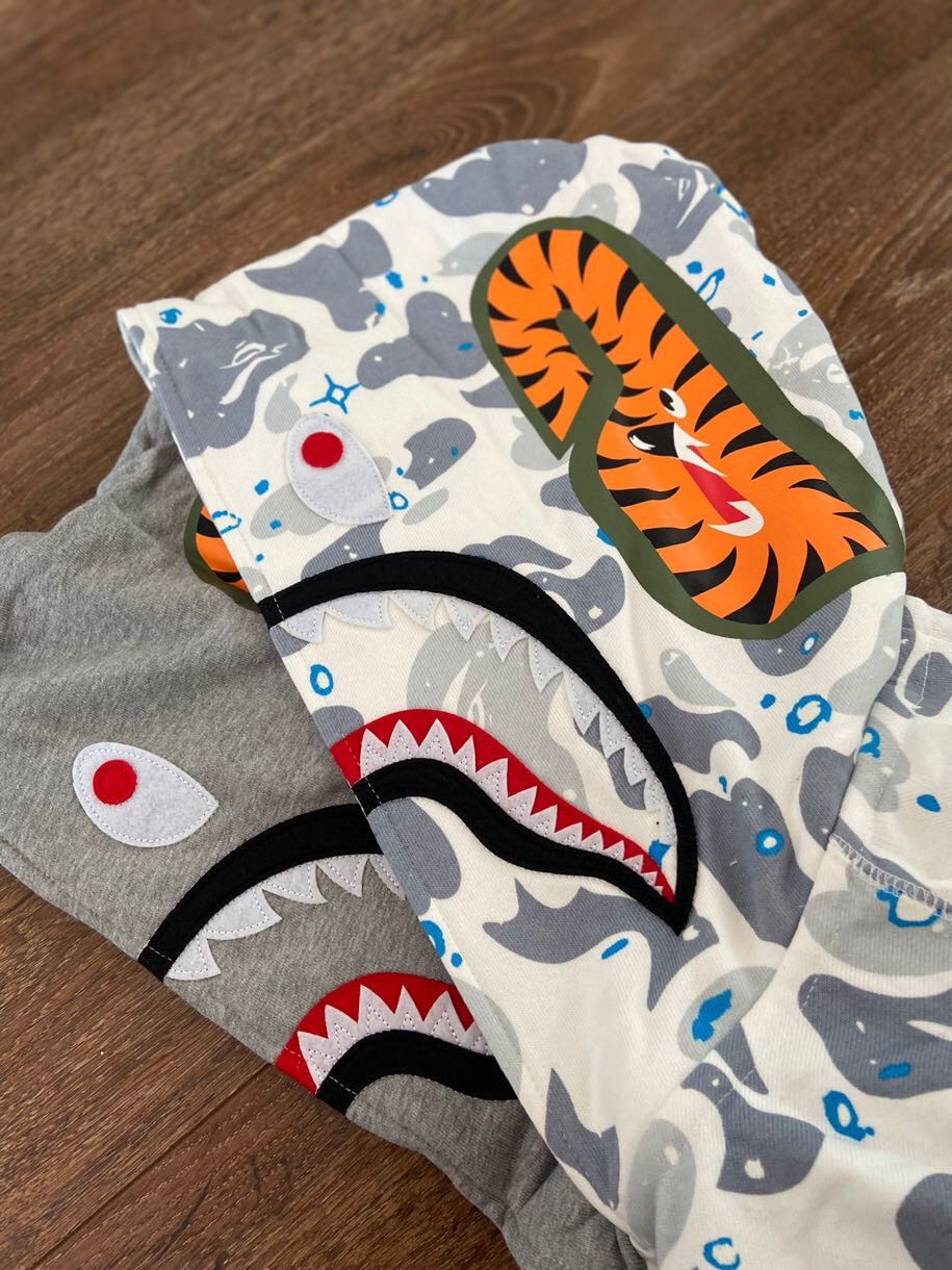 [buy more save more]1:1 bape double hood star camo shark hoodie