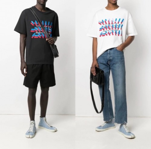 [Buy more Save more]MM red & blue logo tee black white