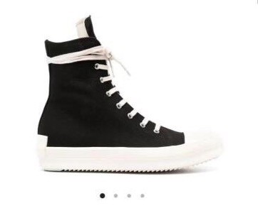 Rick 0wens 2021 canvas hi shoes sneaker grey & white & black