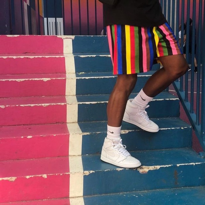 Eric Emanuel rainbow logo shorts