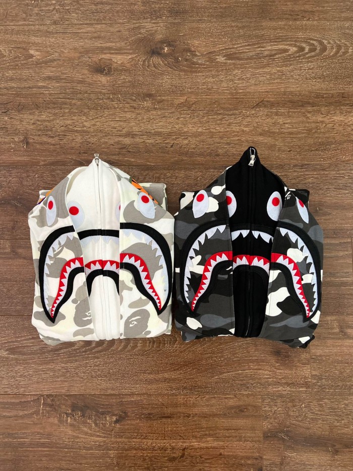 [Buy More Save More]1:1 Bape double hood glow in dark shark hoodie