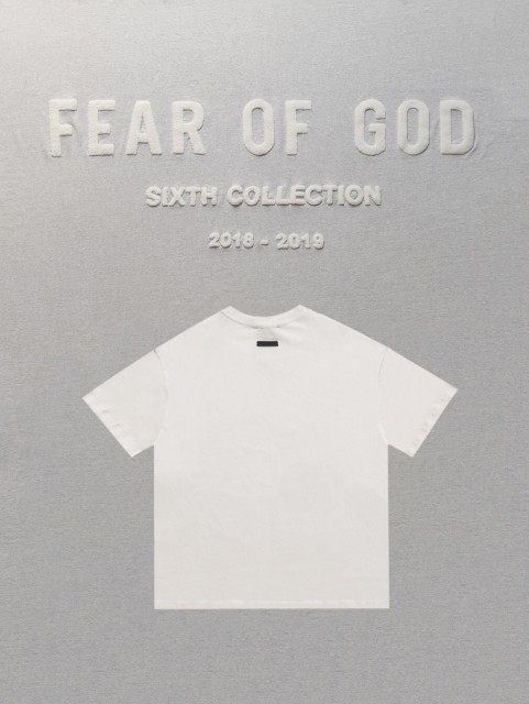 [buy more save more]1:1 quality version Fear of God flocking FG logo tee black white