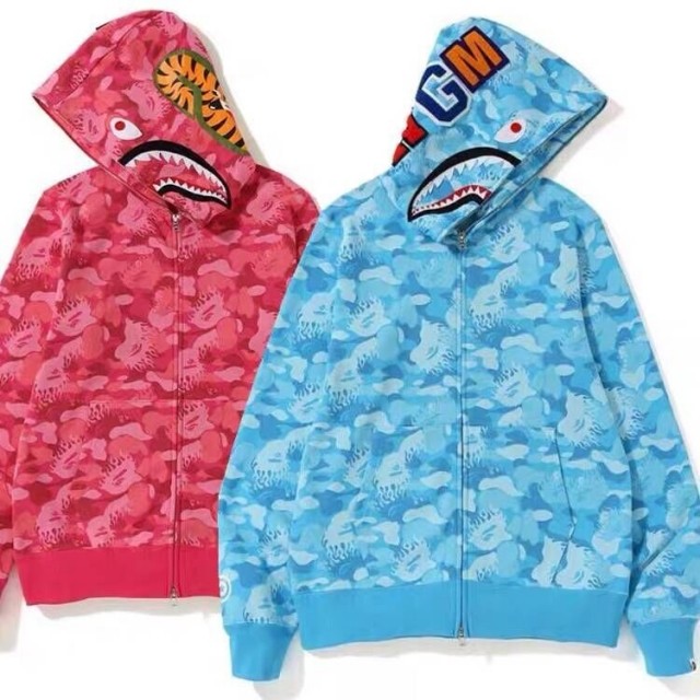 [Buy More Save More]Bape fire camo shark hoodie 3 colors