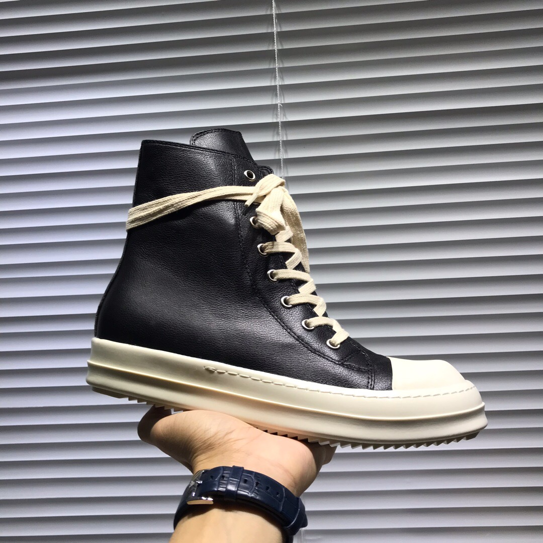 [buy more save more]rick 0wens leather hi sneaker shoes [this pair of shoes needs to be made to order custom made time is about 10 days]