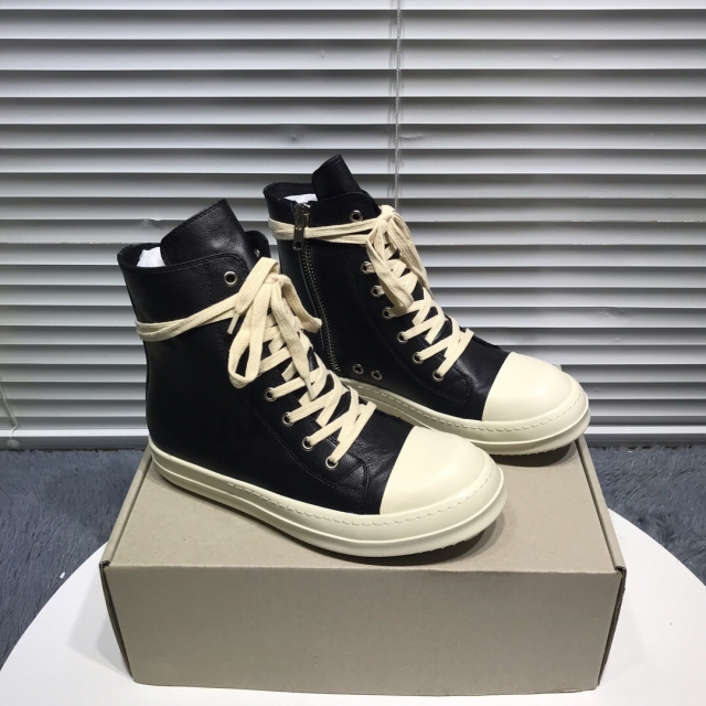 [buy more save more]rick 0wens leather hi sneaker shoes [this pair of shoes needs to be made to order custom made time is about 10 days]