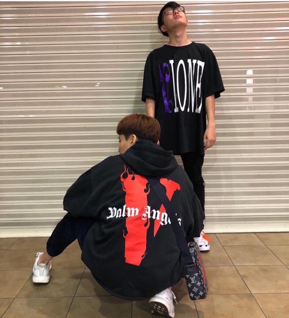 [buy more save more] vlone x palm flame tee white black