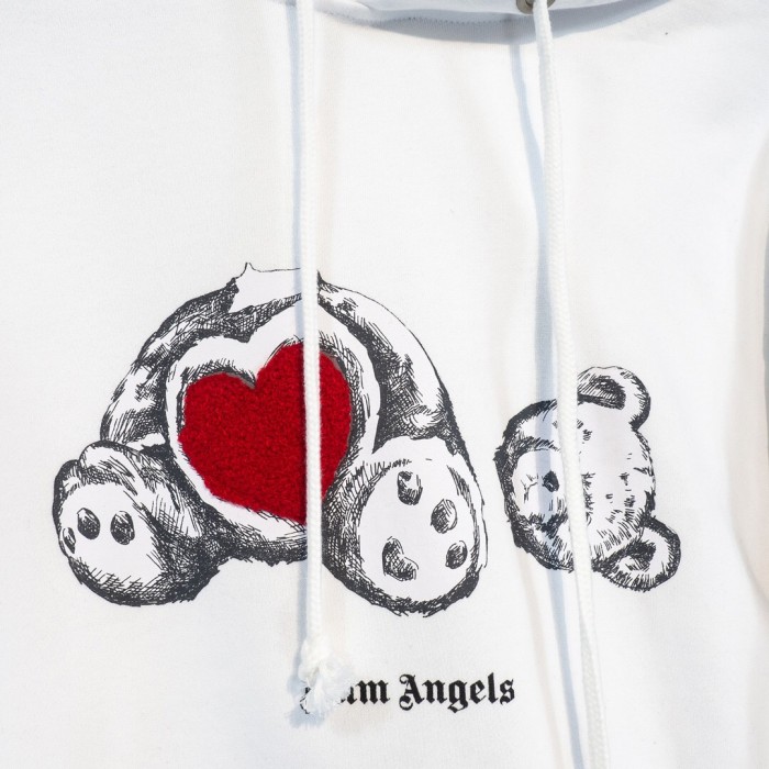 Palm angels red heart bear logo hoodie