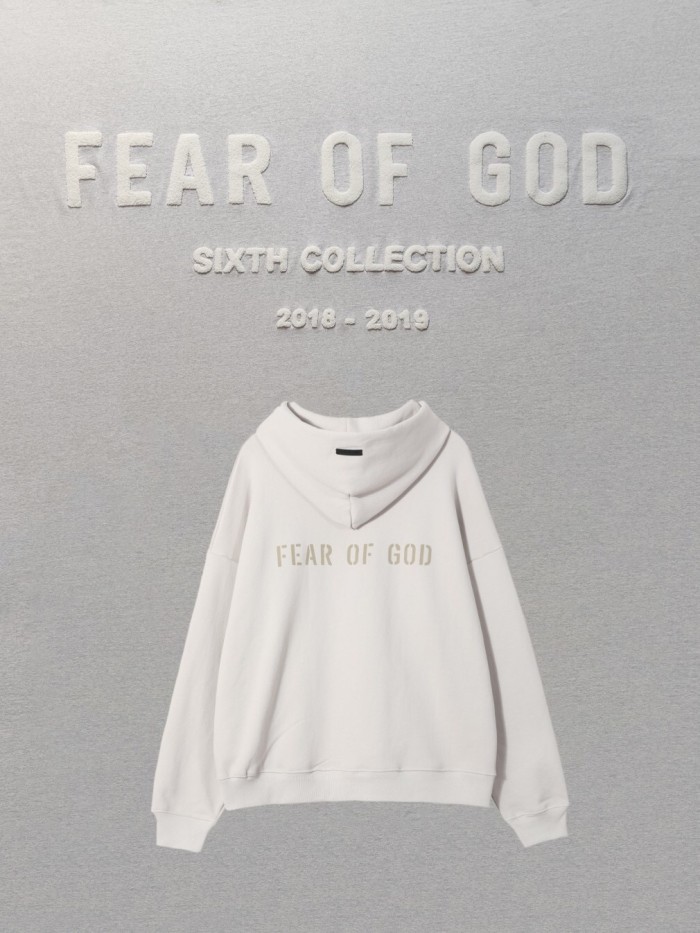 1:1 quality version Fear of God 7th Collection FG flocking logo hoodie 2 colors