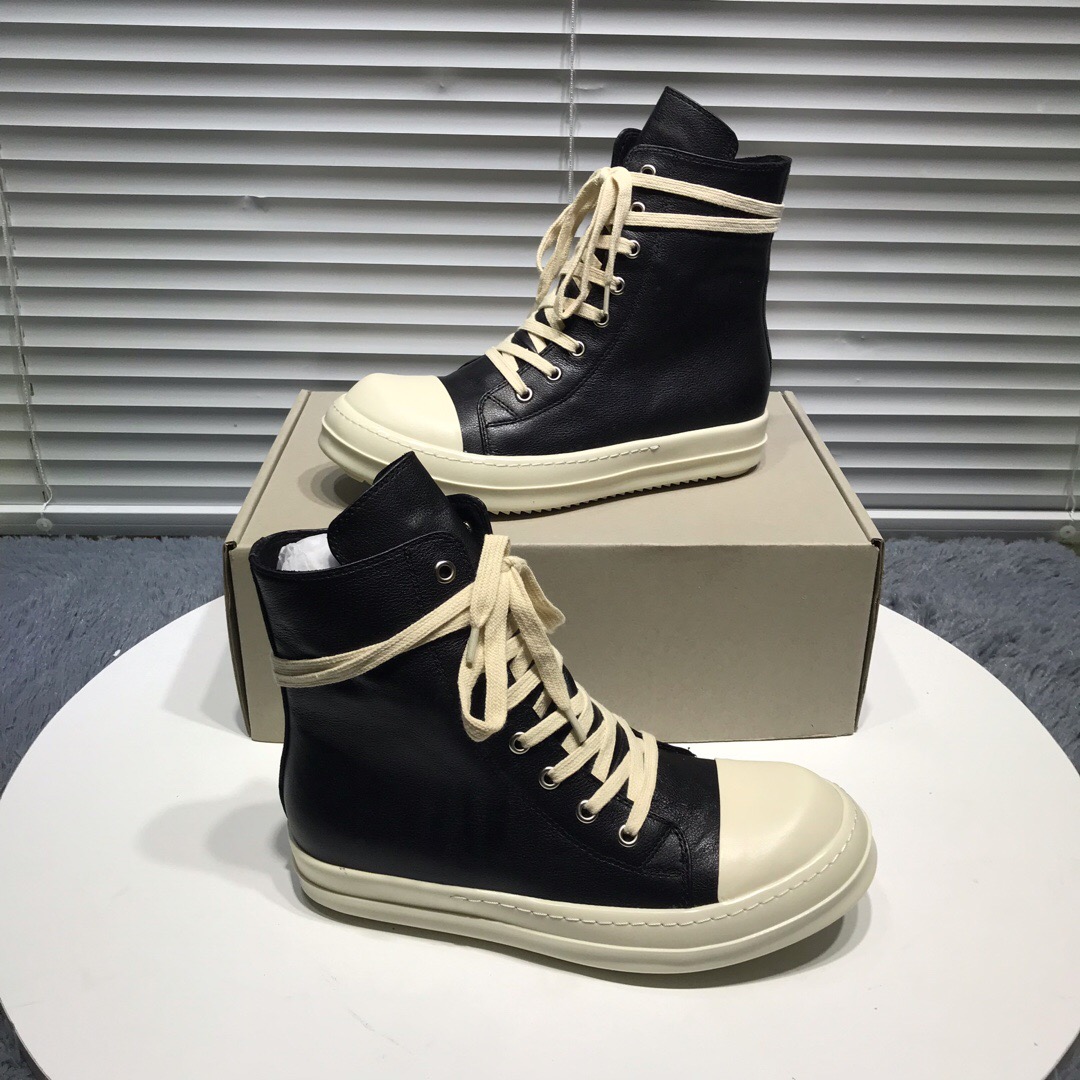 [buy more save more]rick 0wens leather hi sneaker shoes [this pair of shoes needs to be made to order custom made time is about 10 days]