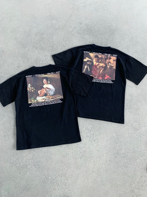 [buy more save more]1:1 quality off-white caravaggio oil painting tee black white