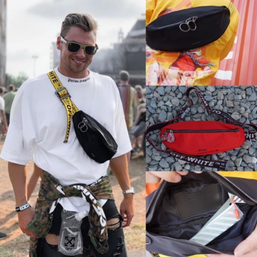 [Buy More Save More]Off-white small logo waist bag black red