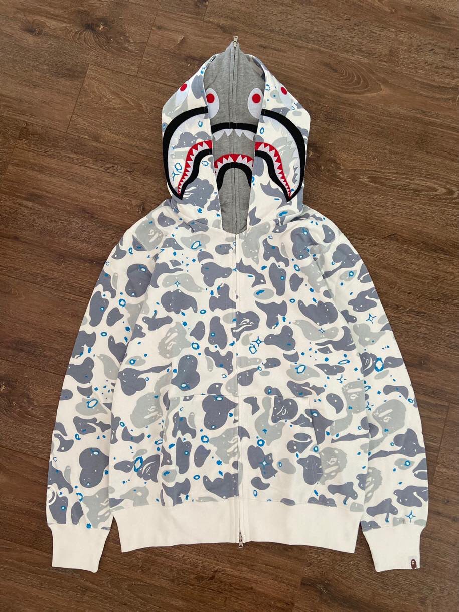 [buy more save more]1:1 bape double hood star camo shark hoodie