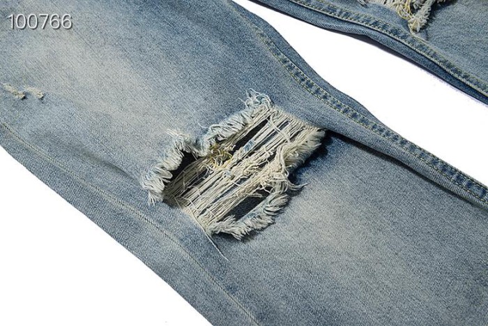 Fear of God destroyed denim jeans blue grey