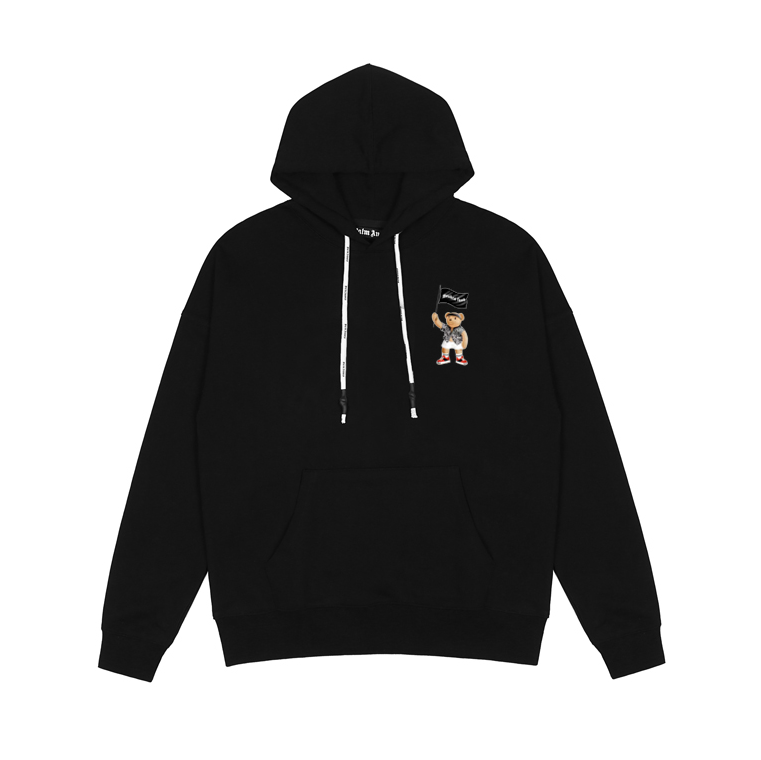 [buy more save more] palm angels flag bear hoodie black & white