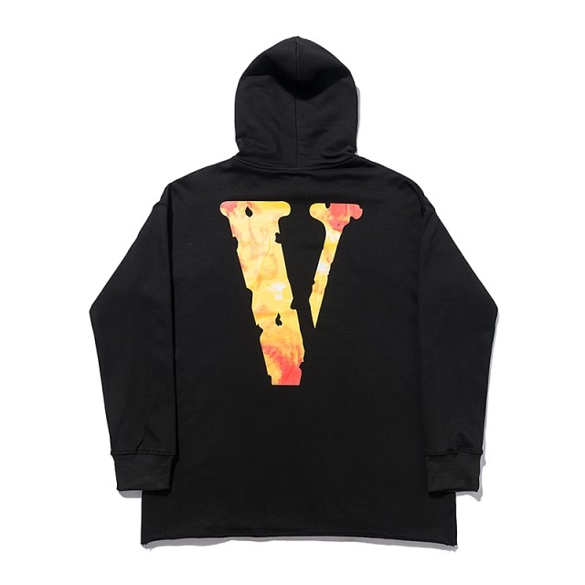 Vlone fire logo hoodie black & white