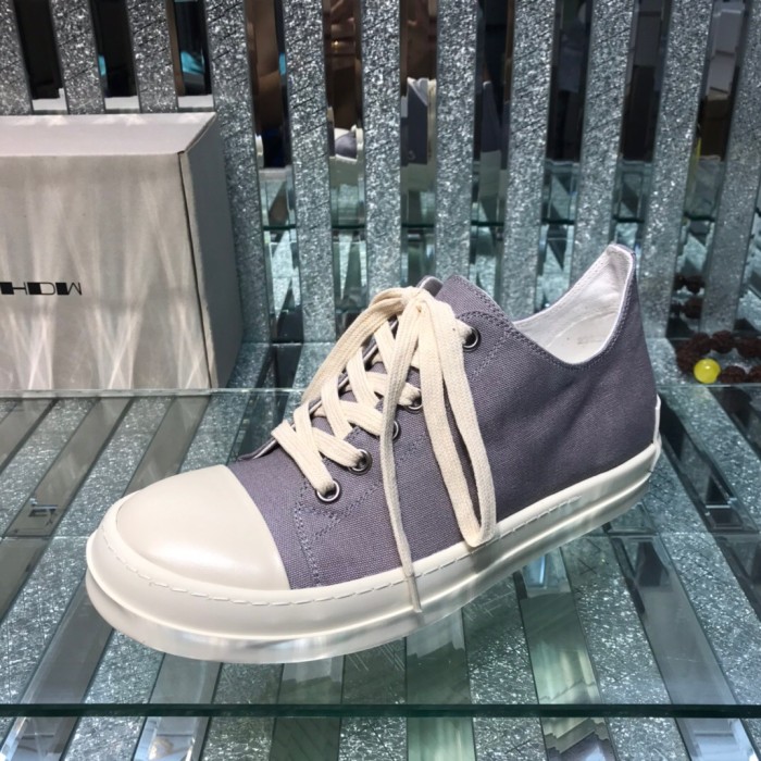 Rick 0wens 2021 canvas low shoes sneaker grey