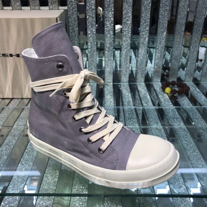 [buy more save more]Rick 0wens 2021 canvas hi shoes sneaker grey & white & black