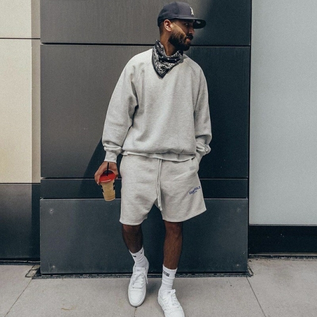 [buy more save more]1:1 quality version fear of god essentials tmc shorts blue grey