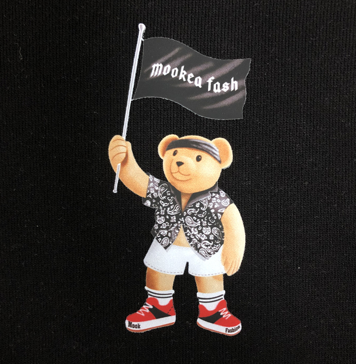 [buy more save more] palm angels flag bear hoodie black & white
