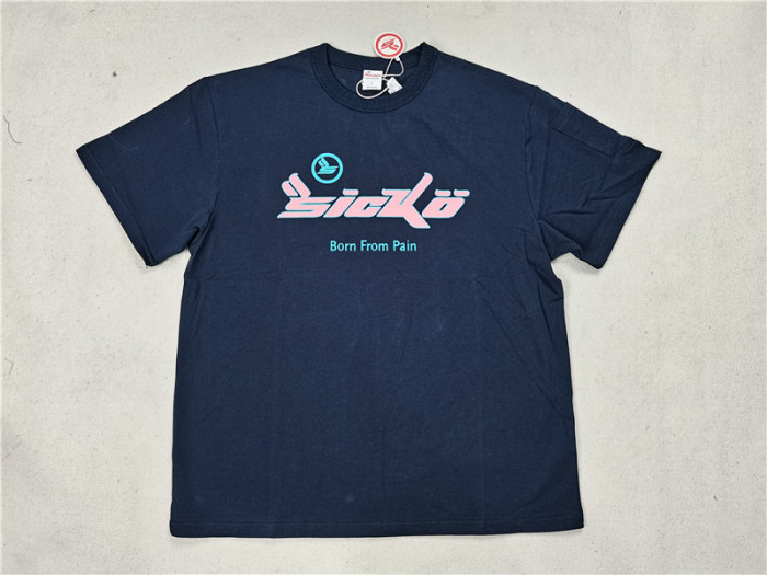 [Special offer items] Sicko.1993 pink classic logo navy blue tee