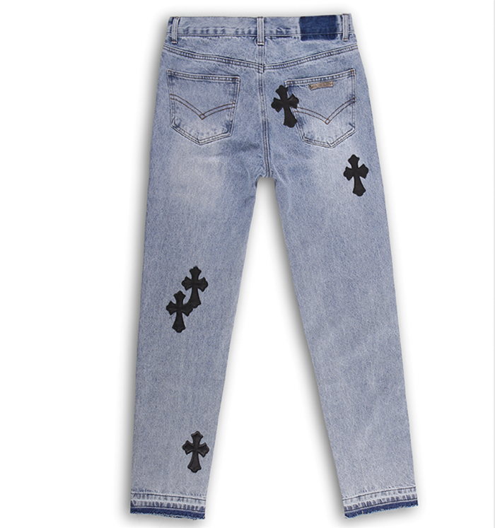 [buy more save more]1:1 applique jeans blue real leather tag & silver bottom
