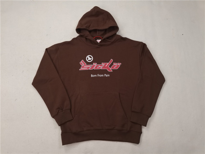 1:1 quality version Sicko red letters logo brown hoodie-